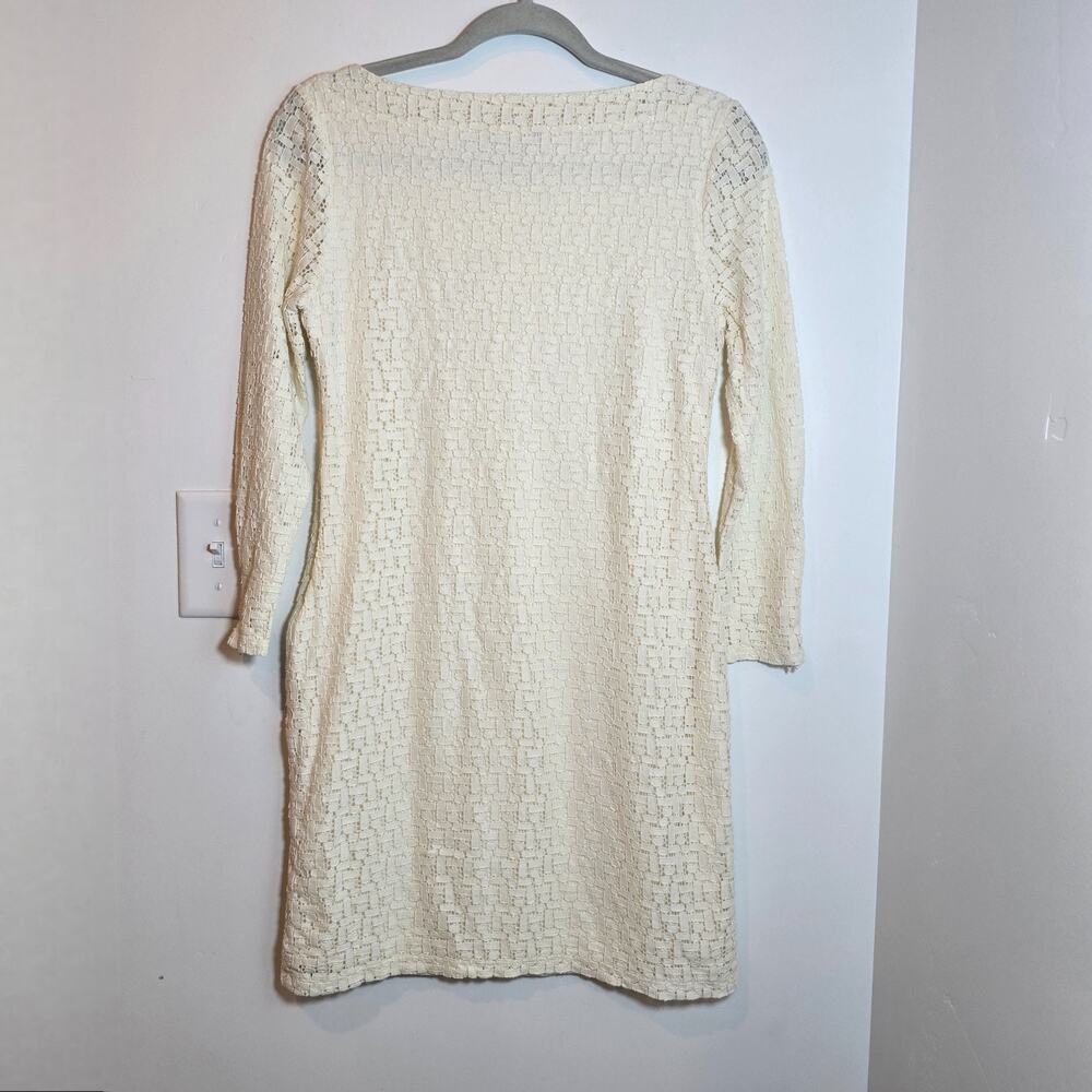 Banana Republic Ivory Lace Eyelet Long Sleeve Mini Dress Size S Stretch Lined - Picture 8 of 10